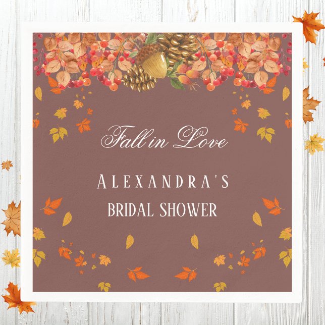 Fall in Love Rustic Autumn Bridal Shower Napkins (Creator Uploaded)