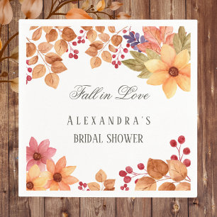 Fall in Love Rustic Autumn Bridal Shower Napkins