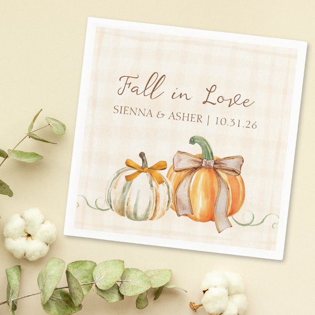 "Fall in Love" Rustic Autumn Engagement & Wedding Napkins (Creator Uploaded)