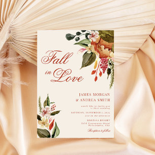Fall in Love Rustic Autumn Floral Wedding Invitation