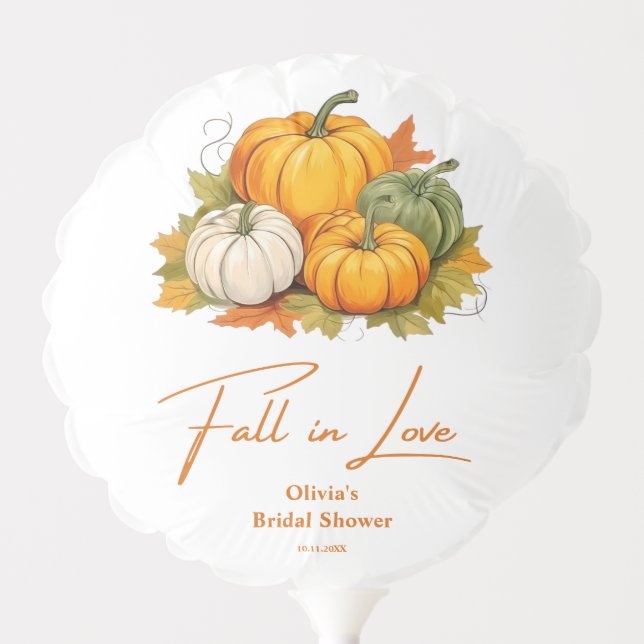 Fall in Love Rustic Autumn Pumpkin Bridal Shower  Balloon (Front)