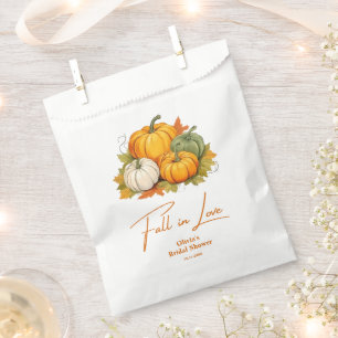 Fall in Love Rustic Autumn Pumpkin Bridal Shower  Favor Bag