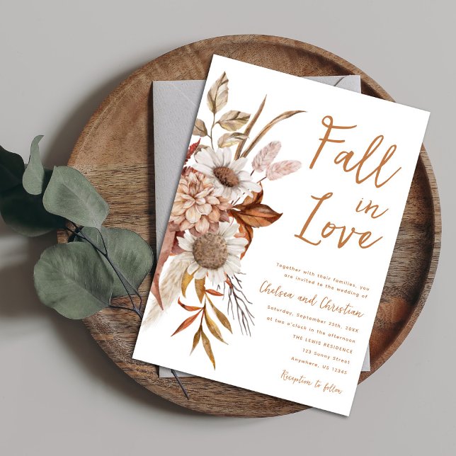 Fall In Love Rustic Autumn Wedding Invitation (Creator Uploaded)