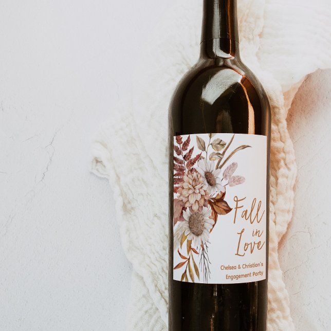 Fall In Love Rustic Autumn Wine Bottle Label (Creator Uploaded)