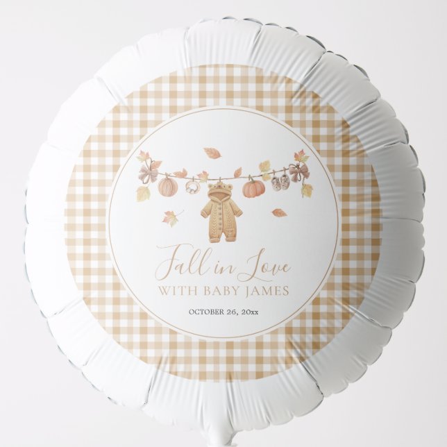 Fall in Love Rustic Baby Clothesline Baby Shower  Balloon (Front)