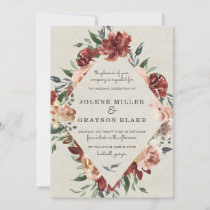 Fall in Love Rustic Bloom Wedding Invitation