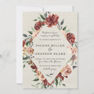 Fall in Love Rustic Bloom Wedding Invitation