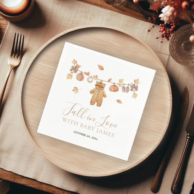 Fall in Love Rustic Boho Fall Baby Shower Napkins (Creator Uploaded)