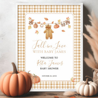 Fall in Love Rustic Boho Fall Baby Shower Welcome Poster