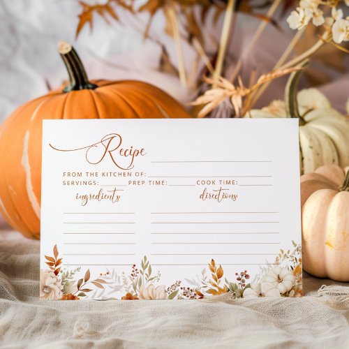 Fall in love rustic bridal recipe card
