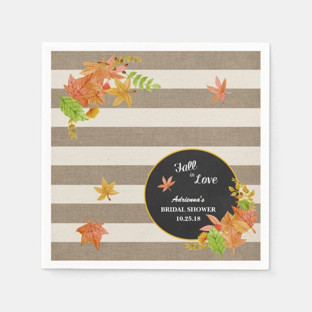 Fall in Love Rustic bridal shower / baby shower Paper Napkins (Front)