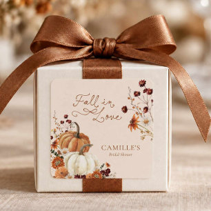 Fall in Love Rustic Bridal Shower Favor Sticker