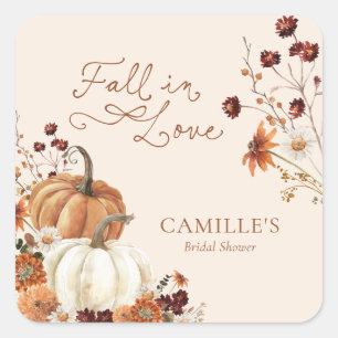 Fall in Love Rustic Bridal Shower Favor Sticker