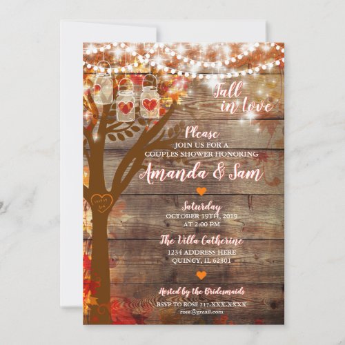 Fall in Love Rustic Bridal Shower Invitation