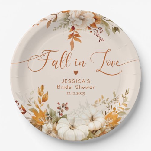 Fall in love rustic bridal shower  paper plates