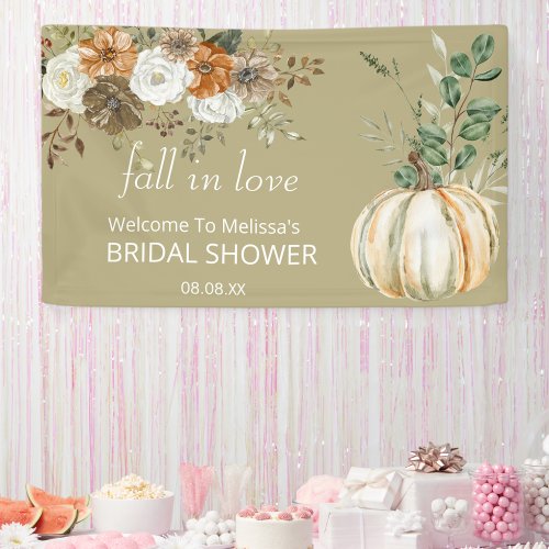 fall in love rustic brown floral greenery  banner