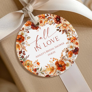 Fall In Love Rustic Burgundy Floral Bridal Shower Favor Tags