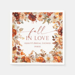 Fall In Love Rustic Burgundy Floral Bridal Shower Napkins