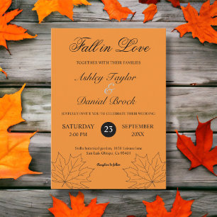 Fall in Love Rustic Burnt Orange Boho Fall Wedding Invitation