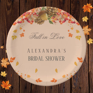 Fall in Love Rustic Chic Autumn Bridal Shower Paper Plates