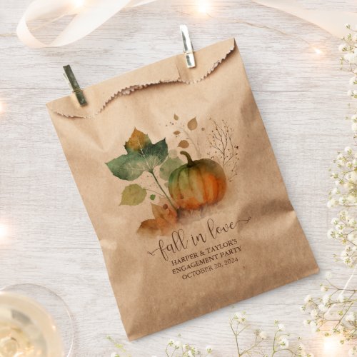 Fall In Love Rustic Elegant Pumpkin Favor Bag