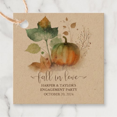 Fall In Love Rustic Elegant Pumpkin Favor Tags