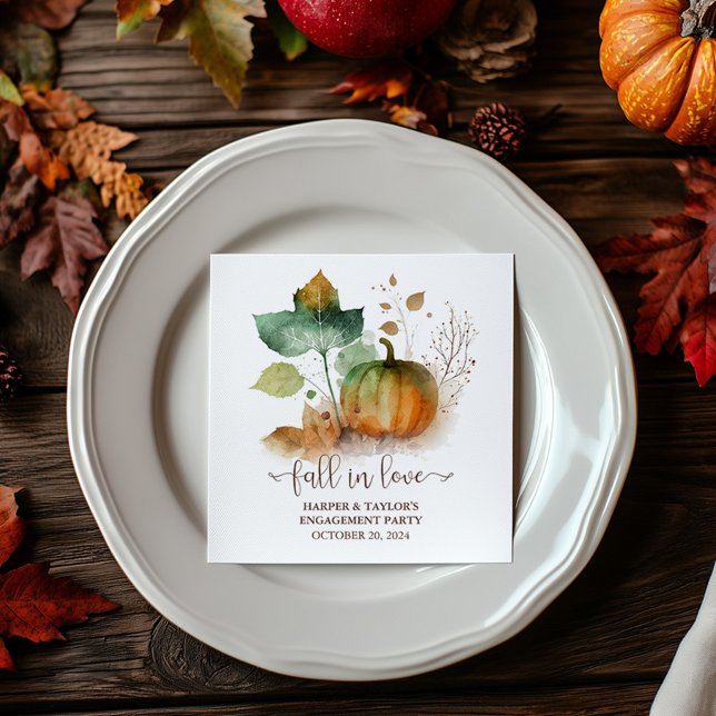 Fall In Love Rustic Elegant Pumpkin Napkins (Fall in love with our fall pumpkin collection)
