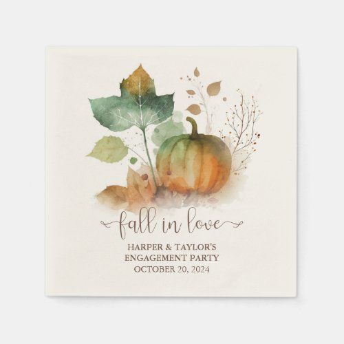 Fall In Love Rustic Elegant Pumpkin Napkins