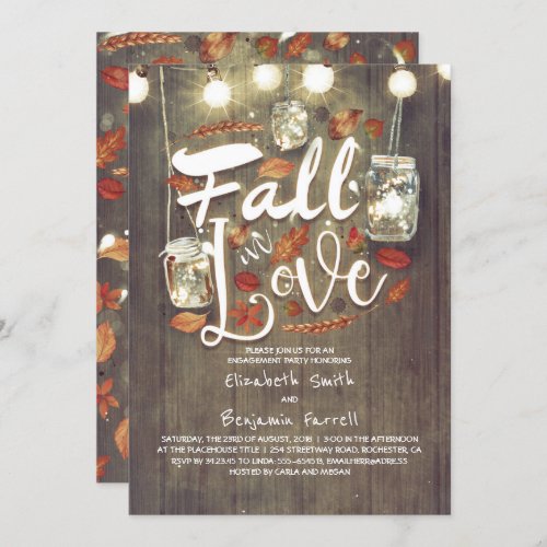 Fall in Love Rustic Engagement Party Invitation