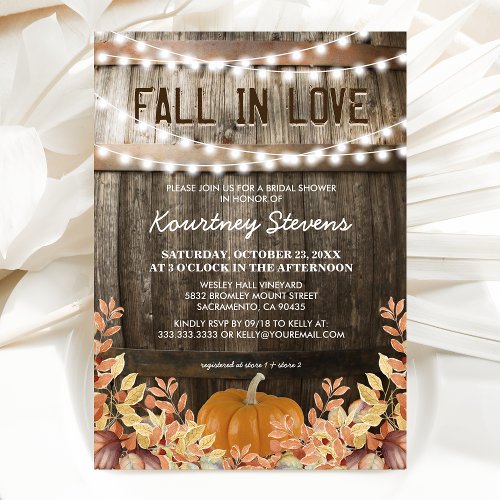 Fall in Love Rustic Fall Bridal Shower Invitation