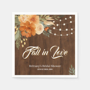 Fall in Love Rustic Fall Flowers Bridal Shower Napkins