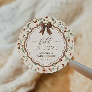 Fall in Love Rustic Floral Baby Shower Classic Round Sticker