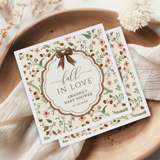 Fall in Love Rustic Floral Baby Shower Napkins