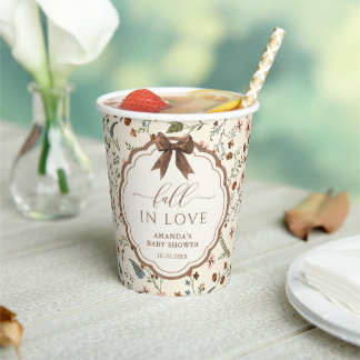 Fall in Love Rustic Floral Baby Shower Paper Cups