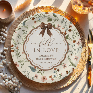 Fall in Love Rustic Floral Baby Shower Paper Plates
