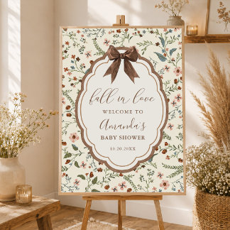 Fall in Love Rustic Floral Baby Shower Welcome Foam Board