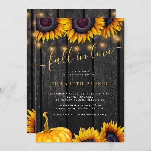 Fall in Love rustic floral barn wood bridal shower Invitation
