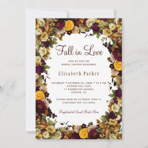 Fall in love rustic floral elegant bridal shower invitation