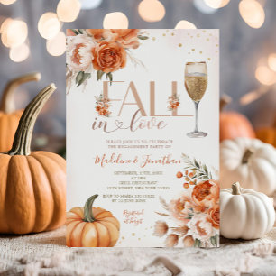 Fall In Love Rustic Floral Fall Engagement Party Invitation