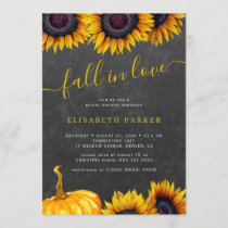 Fall in Love rustic floral pumpkin bridal shower Invitation