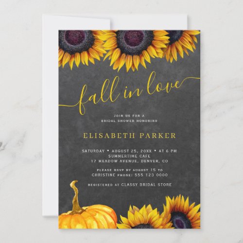 Fall in Love rustic floral pumpkin bridal shower Invitation