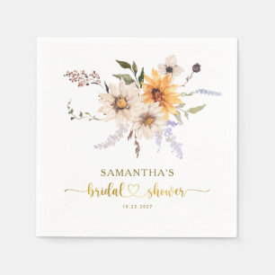 Fall in Love Rustic Gold Sunflowers Bridal Shower  Napkins
