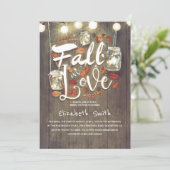 Fall in Love Rustic Mason Jars Bridal Shower Invitation (Standing Front)