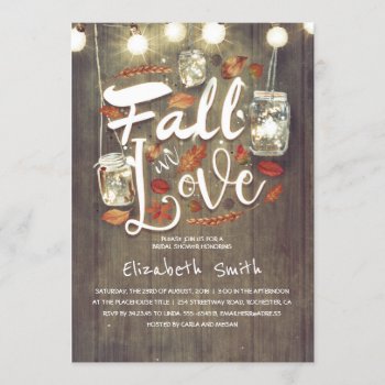 Fall In Love Rustic Mason Jars Bridal Shower Invitation by lovelywow at Zazzle