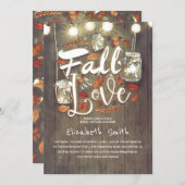 Fall in Love Rustic Mason Jars Bridal Shower Invitation (Front/Back)