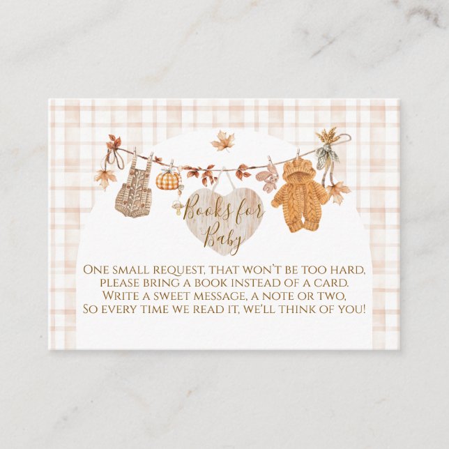 Fall in Love Rustic Modern Baby Shower Books Enclosure Card (Front)