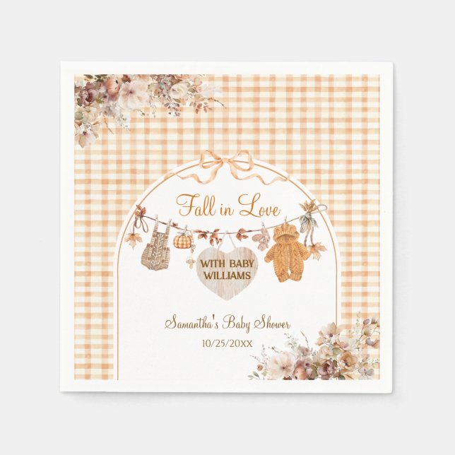 Fall in Love Rustic Modern Fall Baby Shower Napkins (Front)