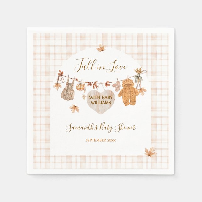 Fall in Love Rustic Modern Neutral Baby Shower Napkins (Front)