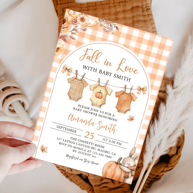 Fall in Love Rustic Pumpkin Baby Shower Invitation (Creator Uploaded)