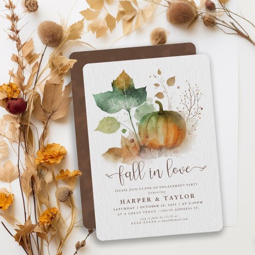 Fall In Love Rustic Pumpkin Engagement Party Invitation